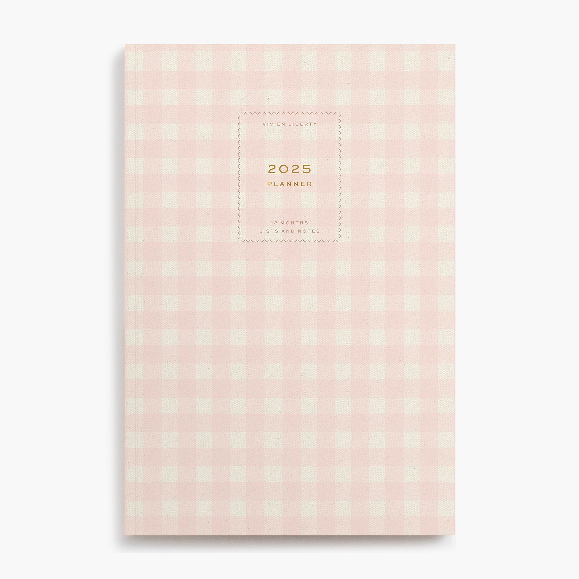 Aesthetic book-bound planner notebook with monthly calendar, weekly planner, project timelines, goal tracking.